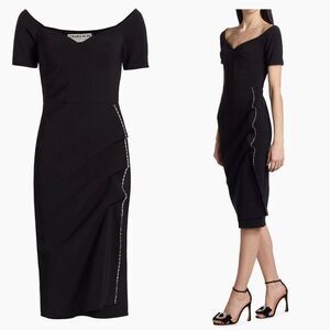 Chiara Boni La Petite Robe Sultana Ruffle Bodycon Midi Dress Size 6
